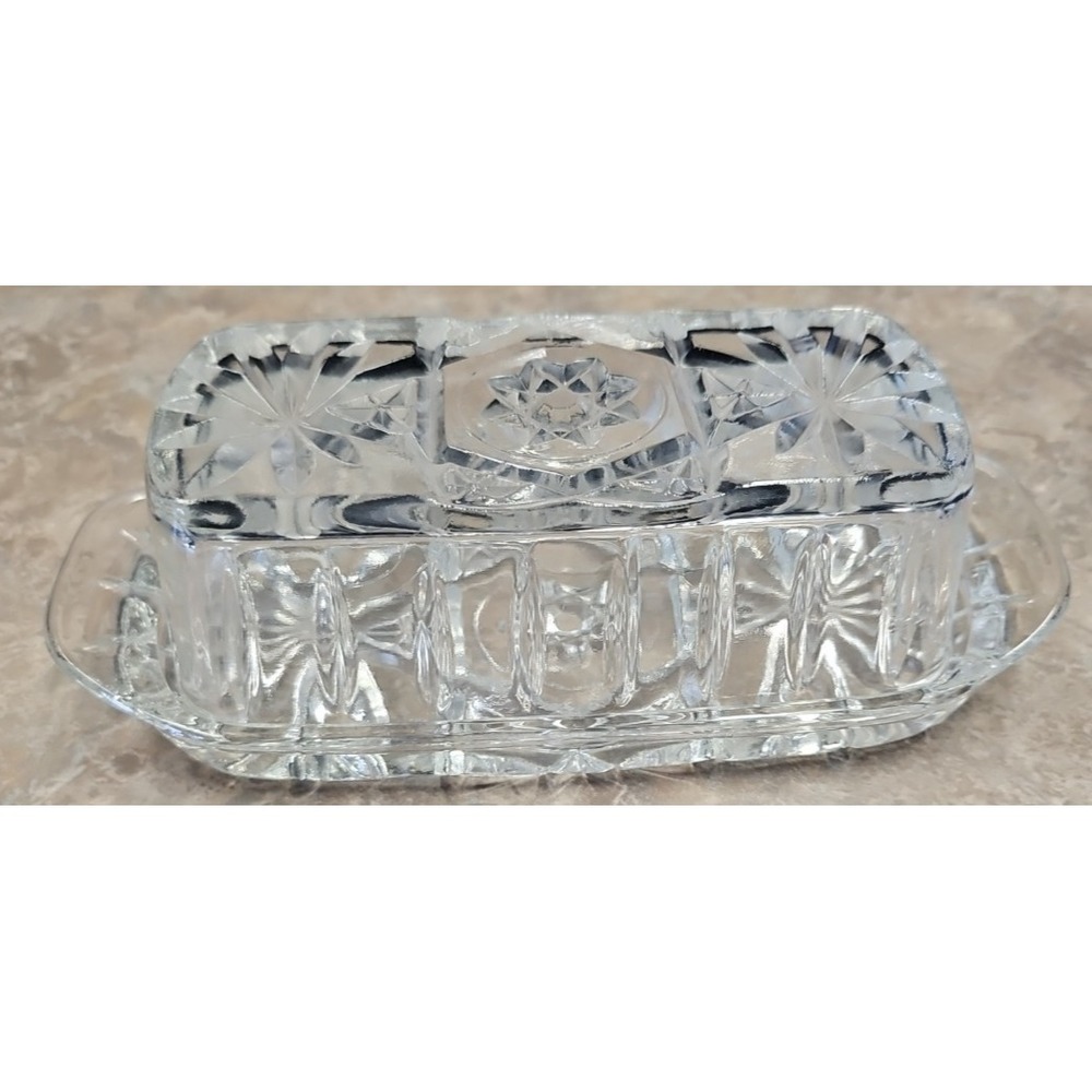 Possible Anchor Hocking  crystal clear cut butter dish vintage‎